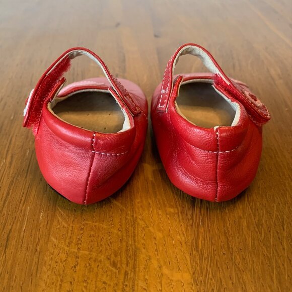 LIVIE & LUCA Pio Pio Baby Shoes Girls 0-6 Red Mary Jane Soft Crib Shoe Birds - Picture 5 of 9